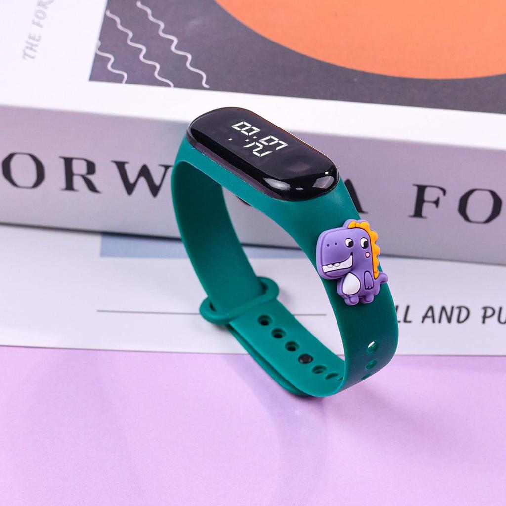 Trendy Waterproof LED Cartoon Dinosaur Watch for Primary School Students
