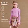 Little Naive Girls' Ruffle Half-High Collar Knit Sweater