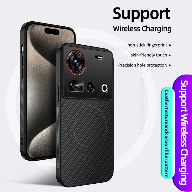 Carbon Fiber Wireless Charging Phone Case For ZTE Nubia Z70 Ultra Soft Bumper Phone Cover Magnetic Fundas Cover For ZTE Nubia Z70 Ultra Coque Shell