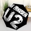 1pc I LOVE U2 [Automatic Folding Umbrella] Durable Iron Frame & Rod, Portable Folding, All Seasons, Home Travel Outdoor, Makes a Great Holiday Gift yy