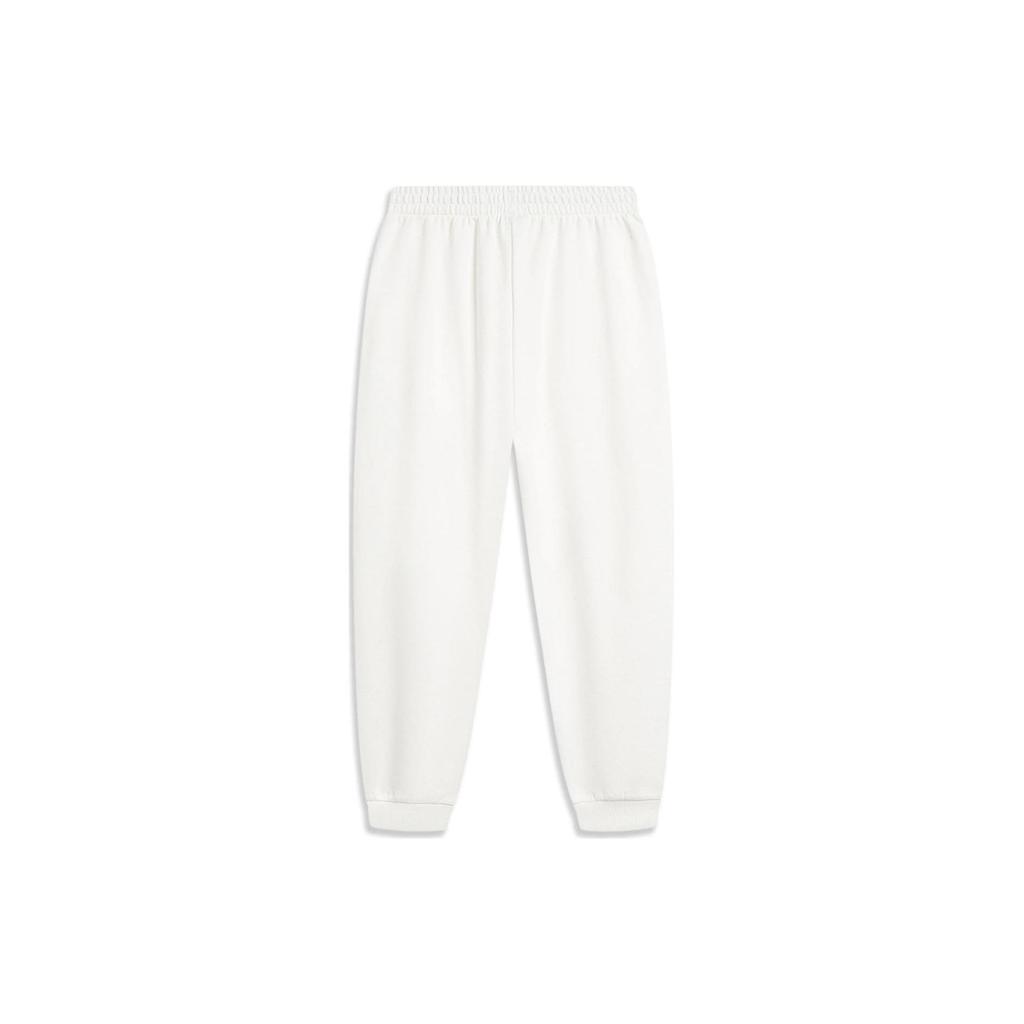 Li Ning Sports Lifestyle Series Solid Color Tapered Knit Sports Pants Women Pants Off-White AKLT446-1