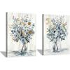 Floral Canvas Wall Art Prints: Abstract Blossom Flower Bouquet In Glass Bottle Picture Print On Canvas Small Size for Dining Room (12'' X 16'' X 2