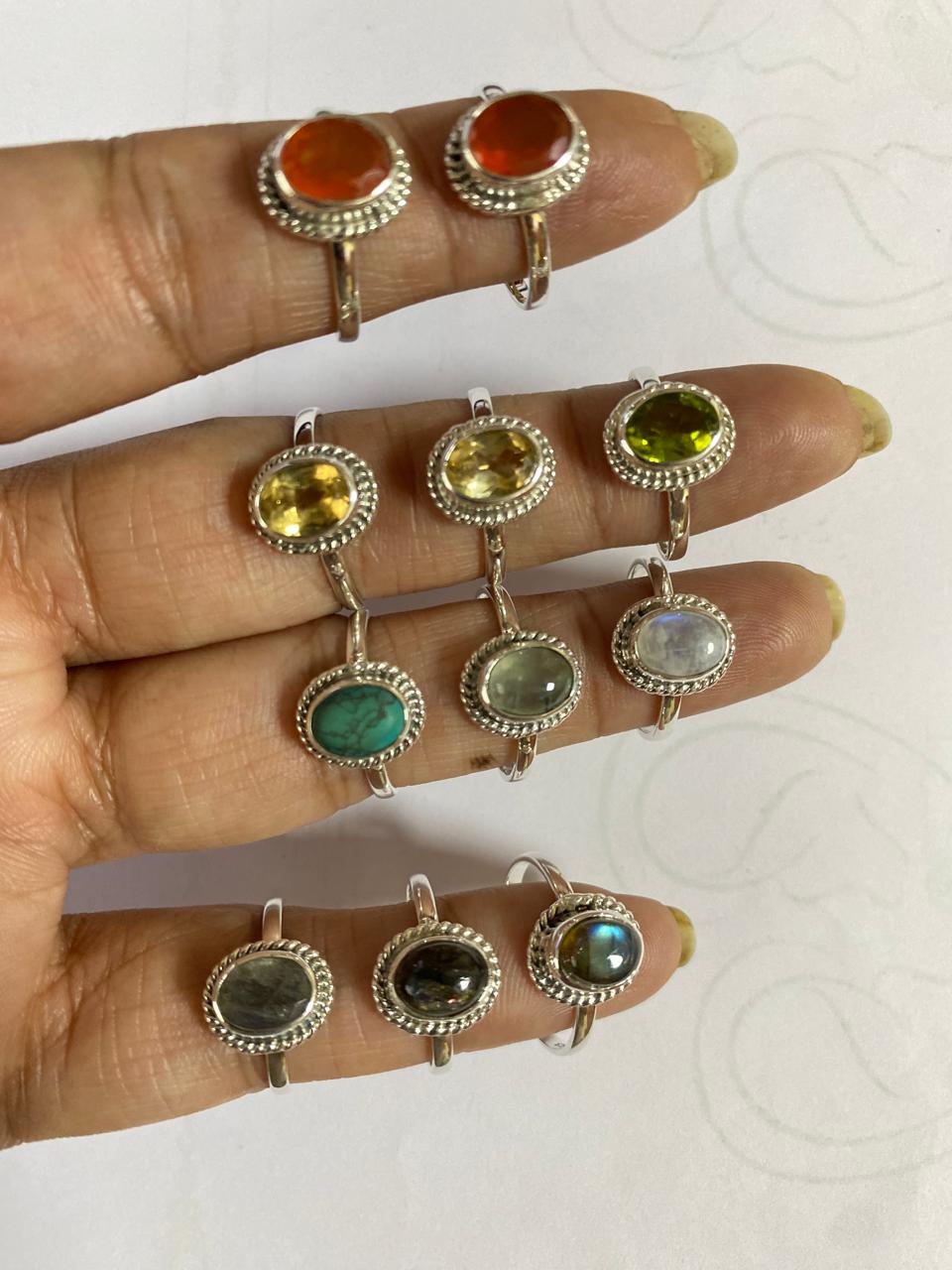 

Кольца Arisha из стерлингового серебра 925 пробы, Кольца с натуральными драгоценными камнями, Лот 11 шт., размеры в ассортименте от US6 до US8 US 6 to US 8 серебряный