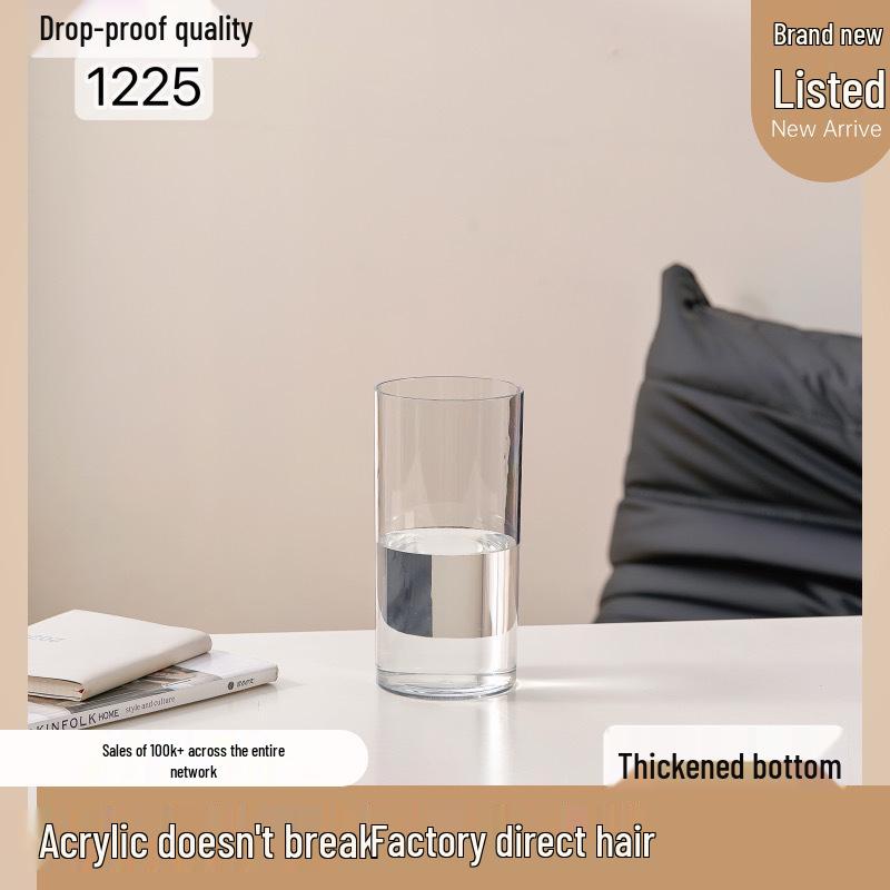 Acrylic Transparent Vase for Flower Arrangements and Lucky Bamboo - Large Straight Cylinder Design