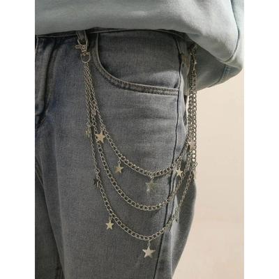 Punk Multi Layer Waist Chain Hip Hop Star Decor Pant Chain Adjustable Buckle Trousers Accessory For Daily Street Styling Outfit
