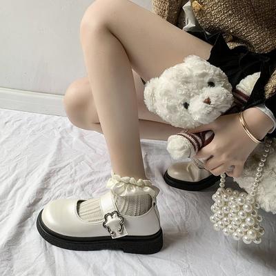 Women's Shoes Round Toe Japanese Style Lolita Female Footwear Off White Gothic Loafers Cute Mary Jane Kawaii With Stylish