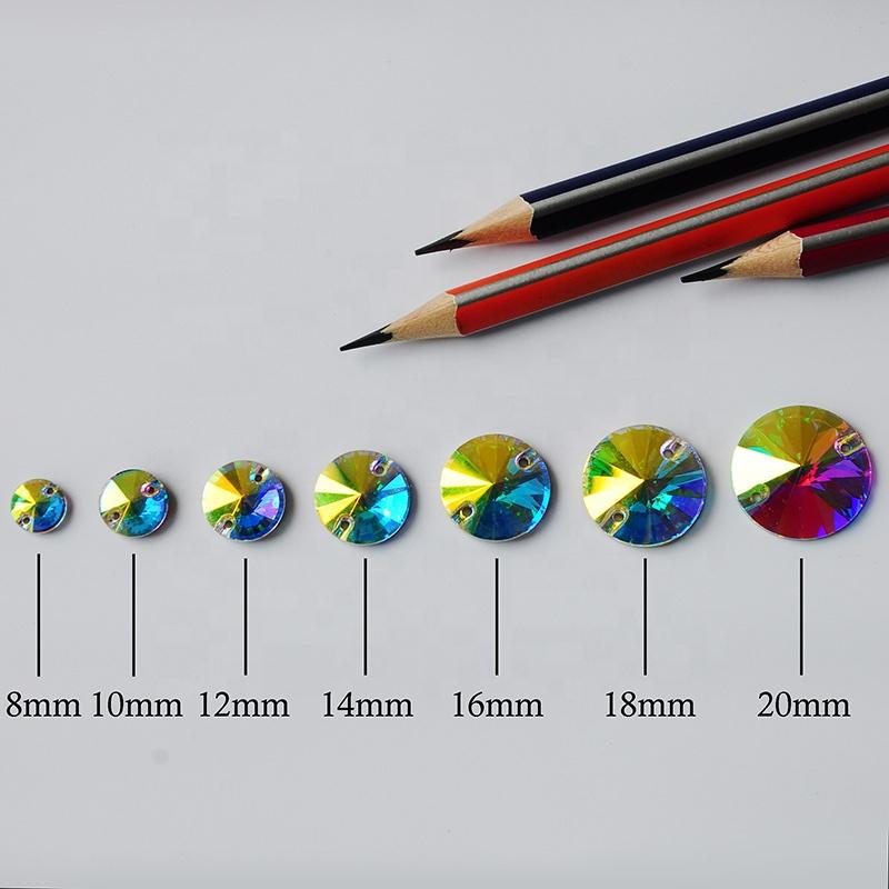 Yanruo AB Color Sew on Glass Crystal Sewing  Rhinestone Crystal Flat Back Rhinestone for Dresses