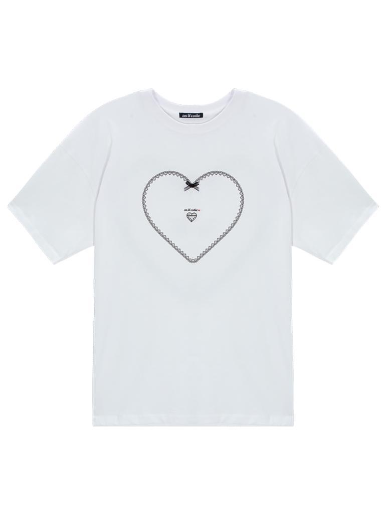 ASIF CALIE Lace Heart Oversized T-Shirt White