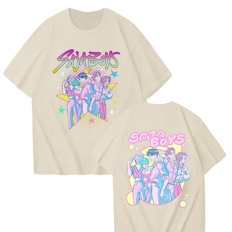 KPop Demon Hunters Printed T-shirt Casual Round Neck Top Short Sleeved Shirt 5989