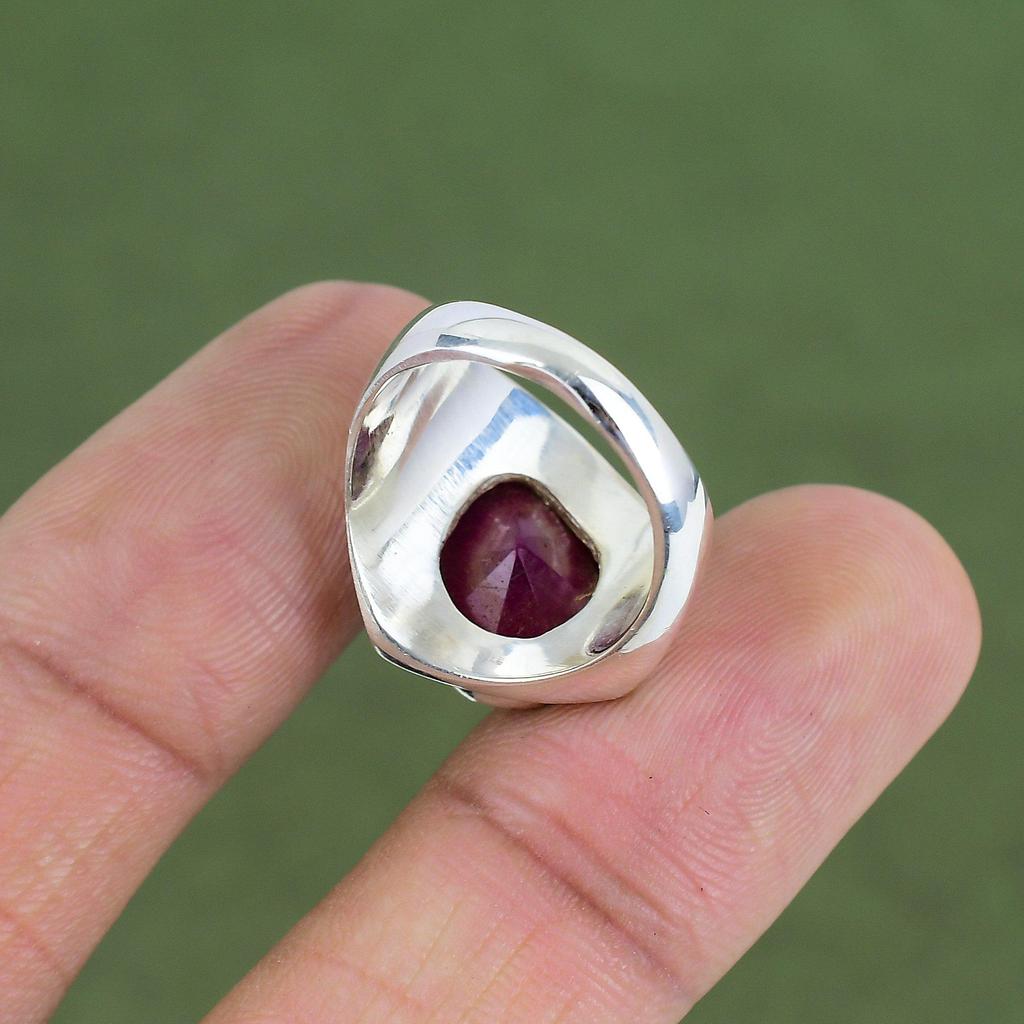 Faceted Kashmir Ruby Ring 925 Sterling Silver Ring Handmade Ring Real Gemstone Jewelry Gift For Love Birthstone Ring Available In Ring Size