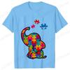 Funny Elephant Autism Awareness T-shirt for Women Acceptance Neurodiversity Summer Shirts Hip Hop Streetwear Short Sleeve Tees