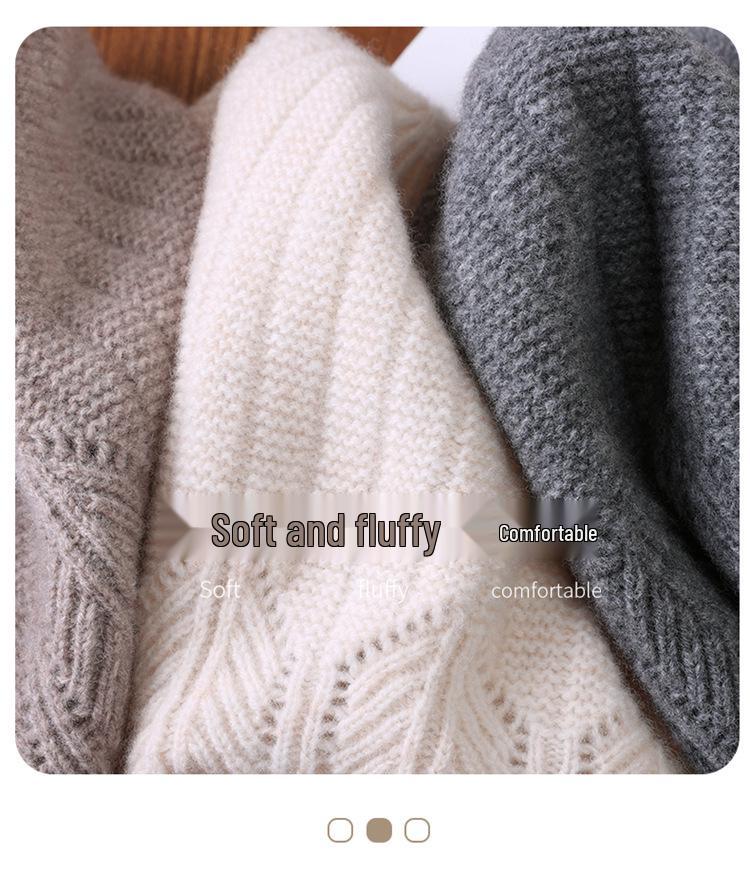 Versatile Pure Wool Knitted Beanie - French Openwork Design, Warm Ear and Head Protection