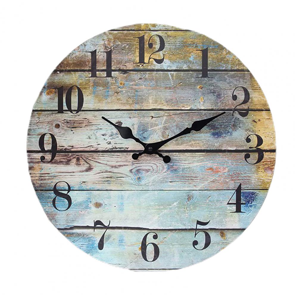 Wooden Wall Clock Number Wall Clock Vintage Rustic Wood Wall Clock Silent Non Ticking Analog Timepiece for Room Bedroom Decor