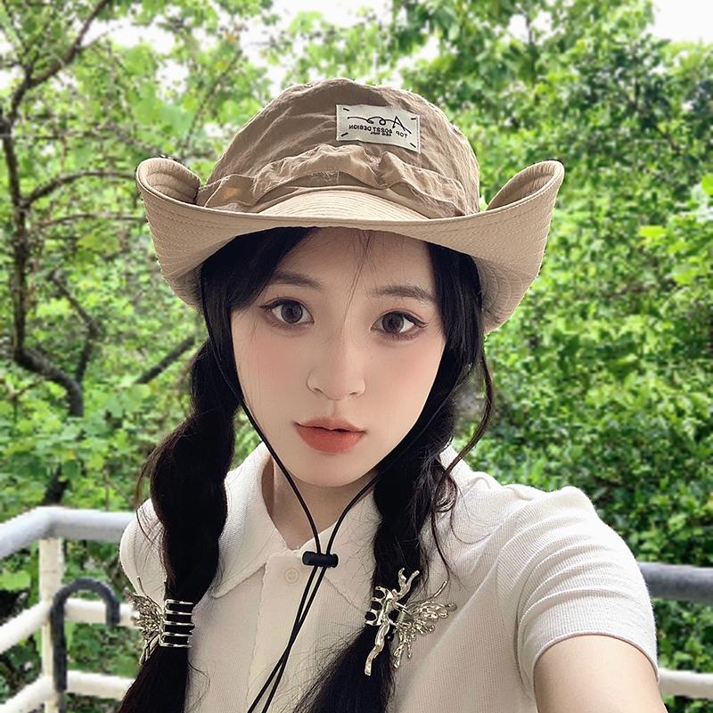 Western Cowboy Hat Women's Summer Big Eaves Sunscreen Quick Drying Mountaineering Hat Men's Outdoor Camping Shade Fisherman Hat