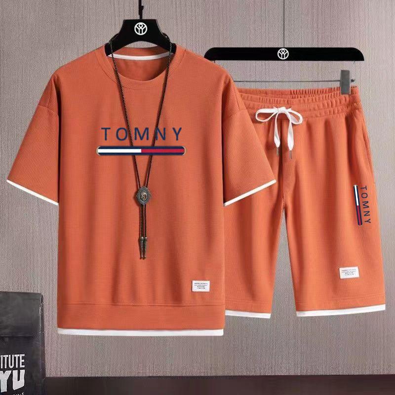 Nuovo set estivo traspirante da uomo a maniche corte e pantaloncini, alla moda, per esterni, spiaggia, casual, completo da uomo 2026