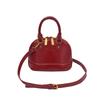 Sweet Mini Bowling Handbag Retro Single Shoulder Bag For Women Color-Block Handheld Vintage Retro Oil Wax Leather Shell Bag