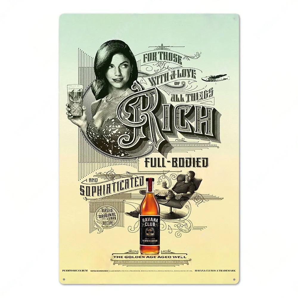 Havana Rum Vintage Tin Signs Metal Posters Decor Retro Plaque Stickers for Pub Club Man