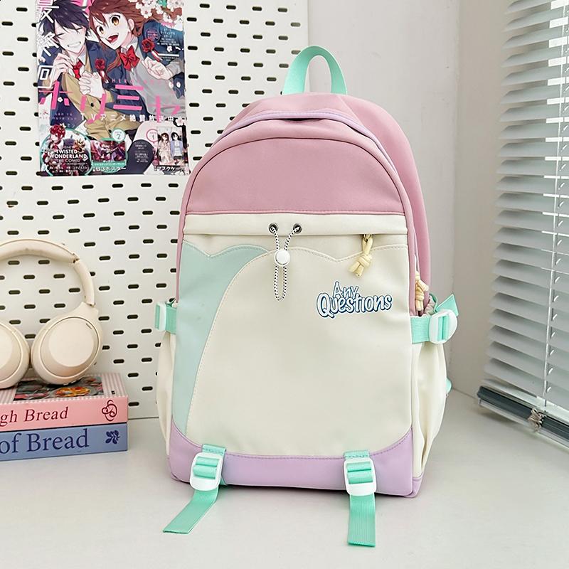 Sac d'école étudiant couleur contrastée Filles Sac à dos de campus Sac à dos pour ordinateur