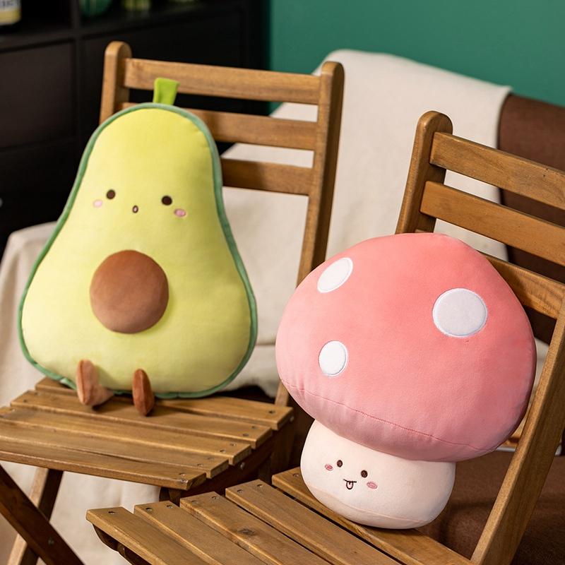 Fruit Avocado Stuffed Pillow Soft Banana Plush Toy Cute Cartoon Mushroom Doll Carrot Plush Pillow Gift for Girls