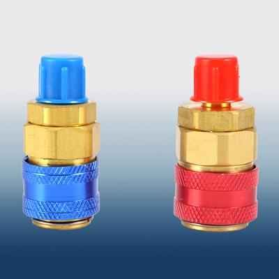 2 PCs Fast Coupler, Coupling R134a Brass Adapter Connectors R134a Brass Act with Colorful Buttons