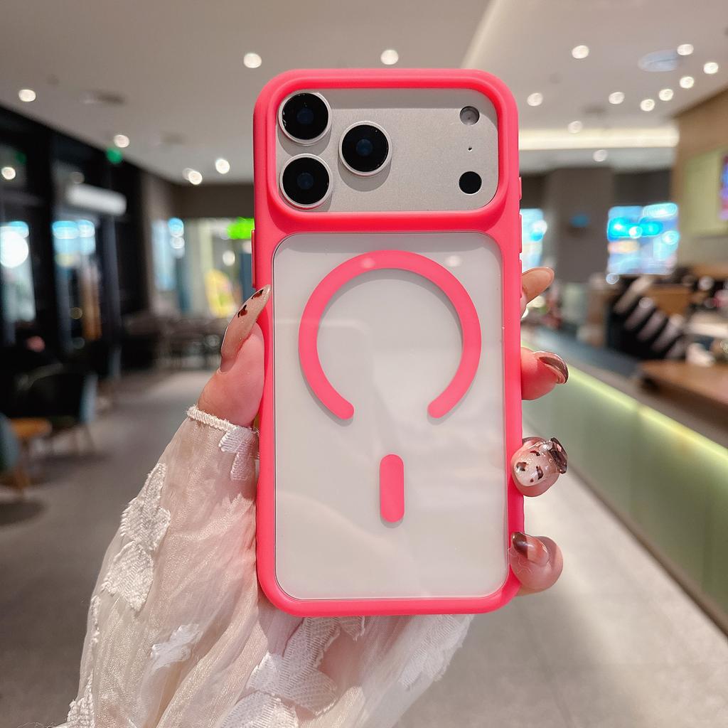 For Apple 17 Pro Max Magnetic Charging Transparent Phone Case N52 Strong Magnetic Ultra-Thin Frosted Edge