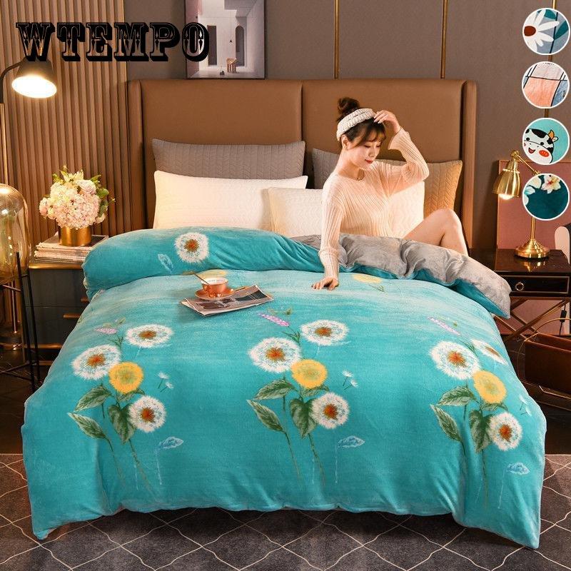 

1шт Зима Теплый фланелевый стеганый одеяло Двойной флисовый стеганый одеяло Обложка Один двойной фланелевый чехол для одеяла Twin Queen King Size