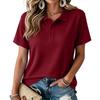 Women's Short Sleeve Shirt Breathable Casual Color Reinforced Collar Top for Outdoor Daily Wear