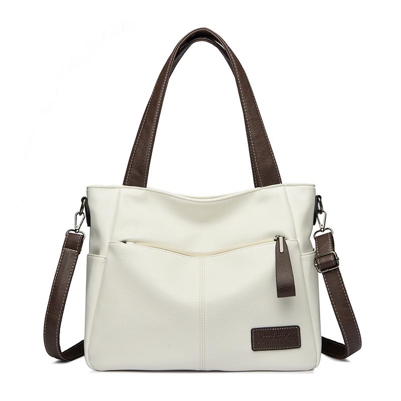 

2026 New Fashi Style Soft Leather Women s Bag Handheld Tote Bag Large Capacity Single Shoulder Crossbody Bag Middle aged Mom B белый