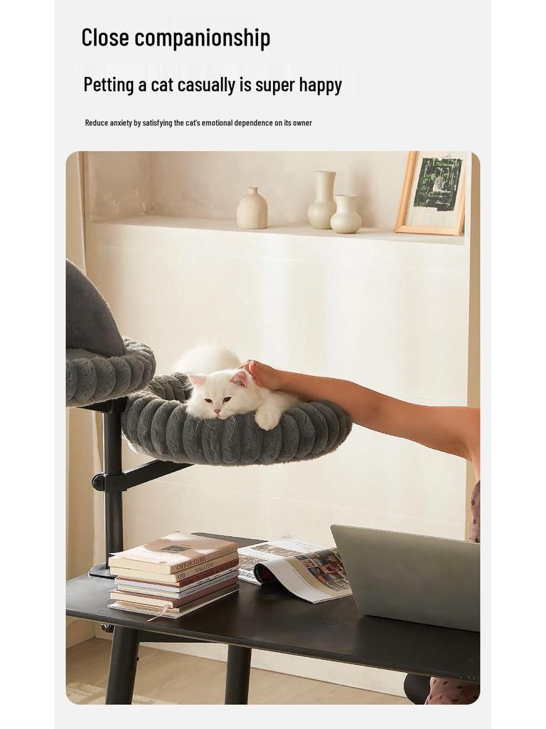 Adjustable 360° Rotating Cat Climbing Frame & House for Large Cats - Space-Saving Desktop Design