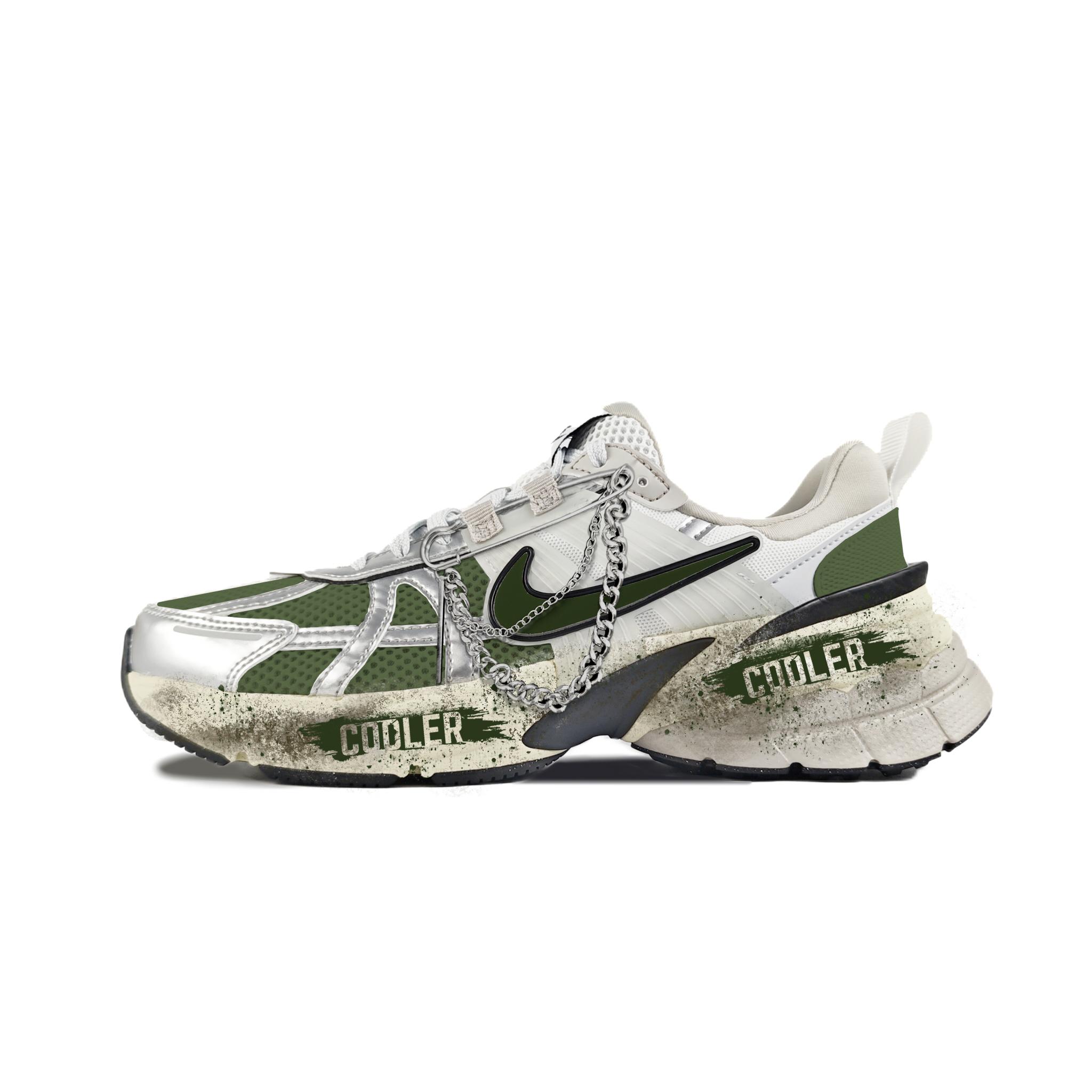 Nike V2K Run Abrasion Resistant Low top Running Shoes Women s White Green FD0736-100(Team352-) 35.5