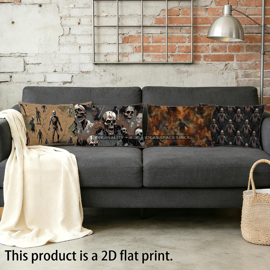Zombie Skull Pattern Pillowcase Suitable For Sofa Bedroom Car Pillow Cover Cushion Rectangular Back Cushion