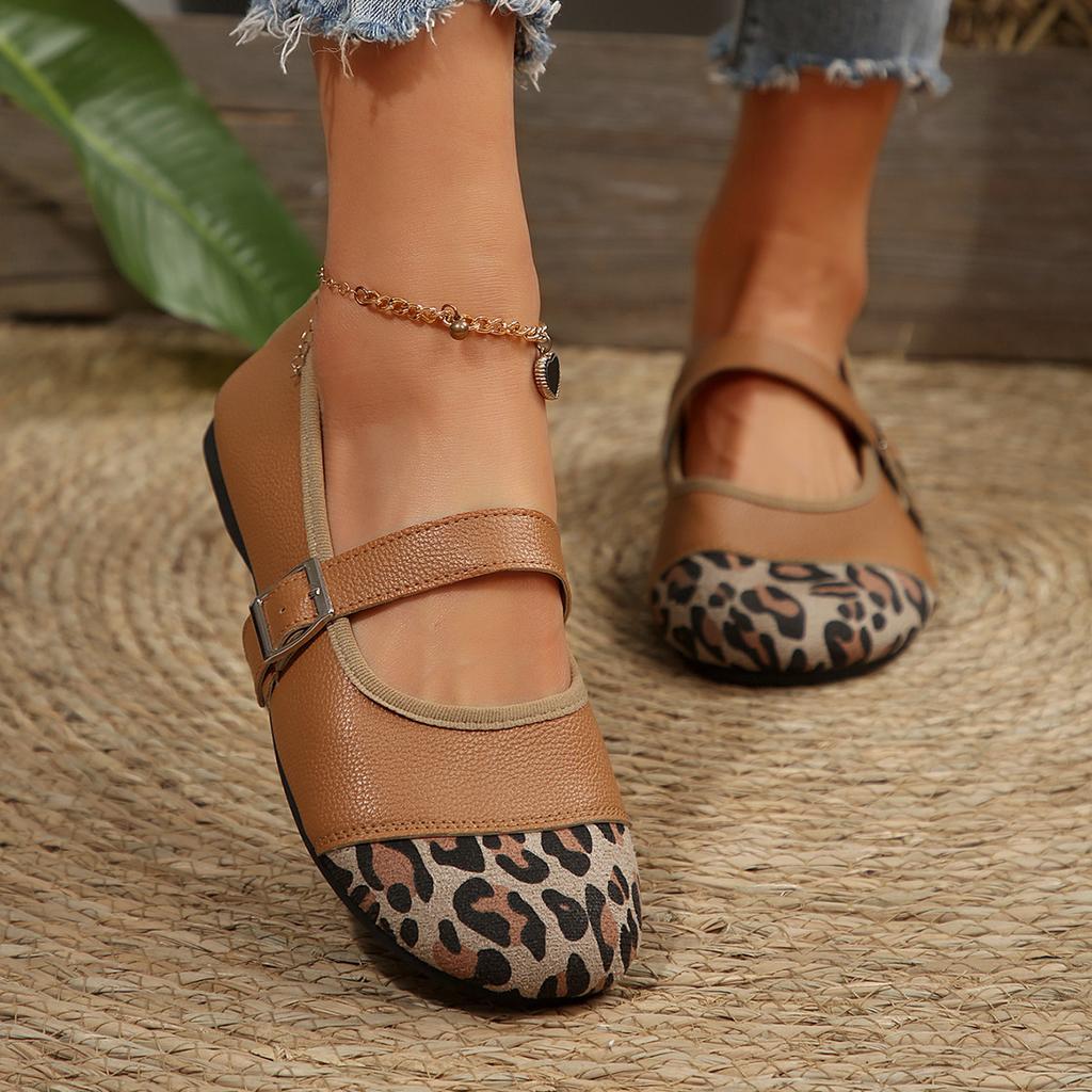 Women's Mary Fashion Square Toe Easy Buckle Low Heel Flats