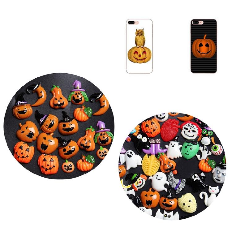 Pumpkin Ghost Skull Witch Hat Flat Back Cabochon Art Supply Decoration
