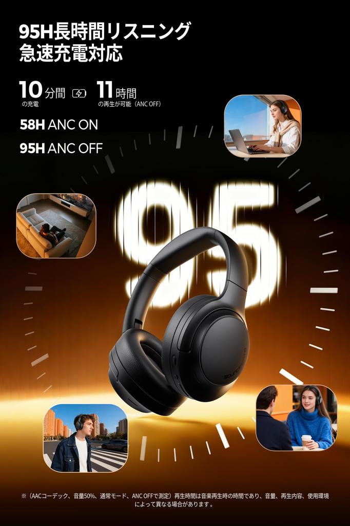 SOUNDPEATS CovePro Wireless Headphones, LDAC High-Resolution Audio Compatible (Wired/Wired), Bluetooth 6.0 Noise Cancelling, -56dB, Up To 95 Hours of