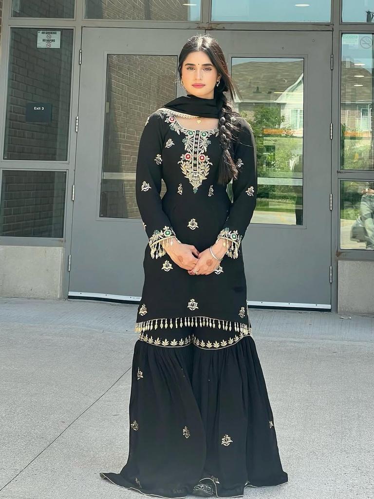 Black Salwar Kameez Sharara Set Indian Women Party Wear Pakistani Salwar Suit Dress