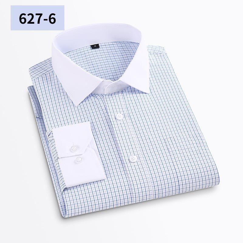 Мужская светло-голубая клетчатая рубашка с длинным рукавом S синий