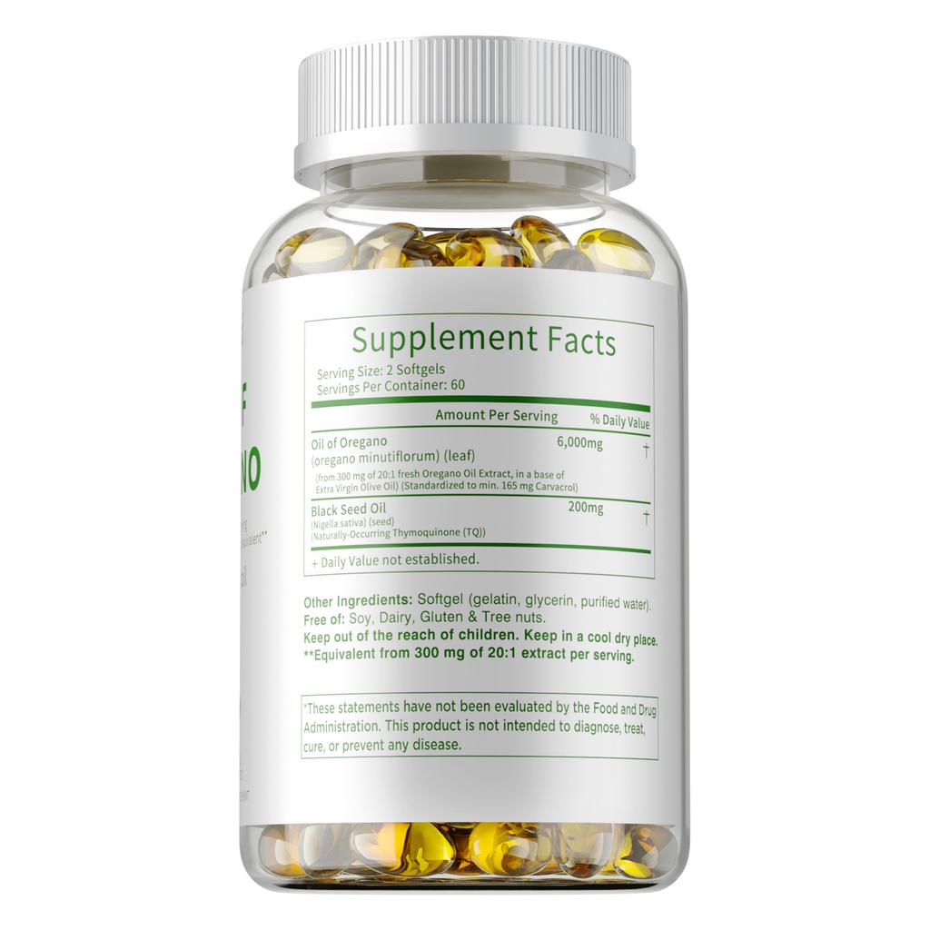 Integratore Olio di Origano 6000mg | 120 Capsule Morbide | Contiene Carvacrolo | Salute Immunitaria, Integratori Antiossidanti