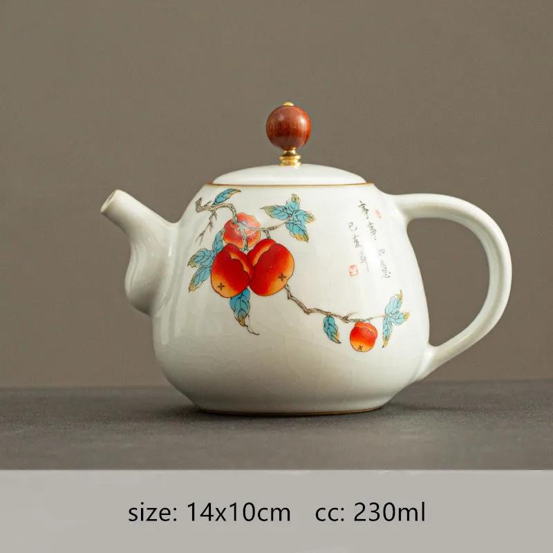 

Vintage Ru Porcelain Ceramic Tea Maker Customized Filter Beauty Tea Pot Household Tea Sets Chinese Ceremony Supplies 230ml