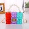 Silicone Love Bubble Jelly Bag, Popper Pressure Relieving Purse, Pop It Handbag With Faux Pearl Handle, Cute Chain Crossbody Bag