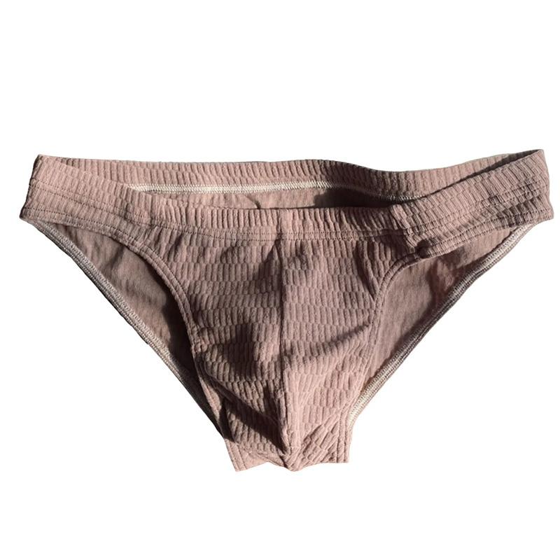 1PC Cotton Tanga Breathable Men's Panties Elastic Underwear Solid Color Low Waist Briefs Waistband Mens
