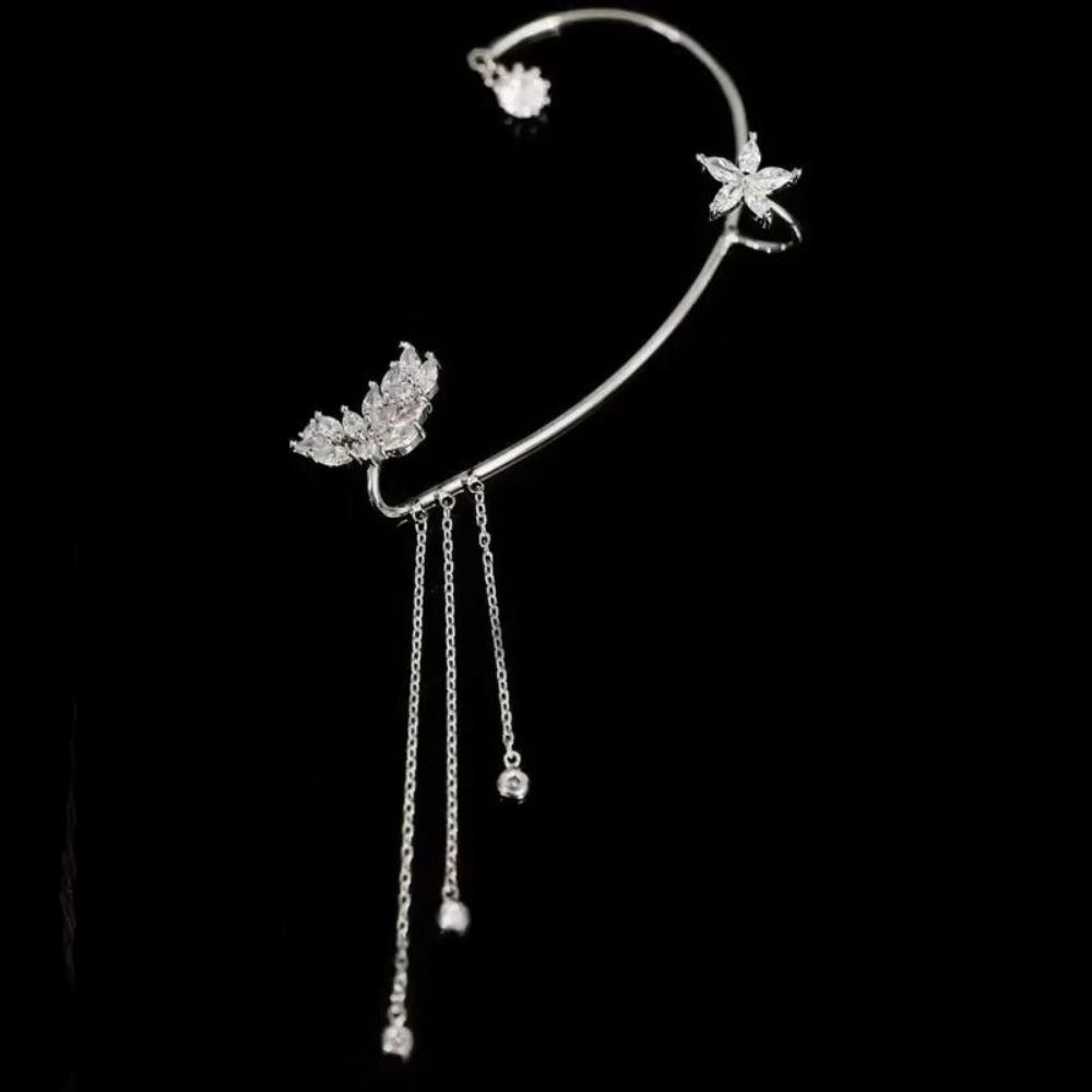 Long Chain Ear Cuff Earrings Tassel Ear Hook Earrings Exquisite Clip on Earrings  Party