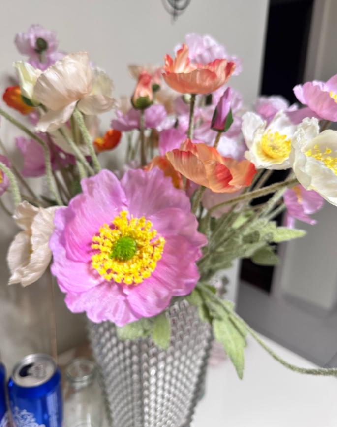 Artificial Poppies Flower High Quality Silk Red Blue Poppy Flowers Wedding Decoration Realistic Bouquet Home Decor