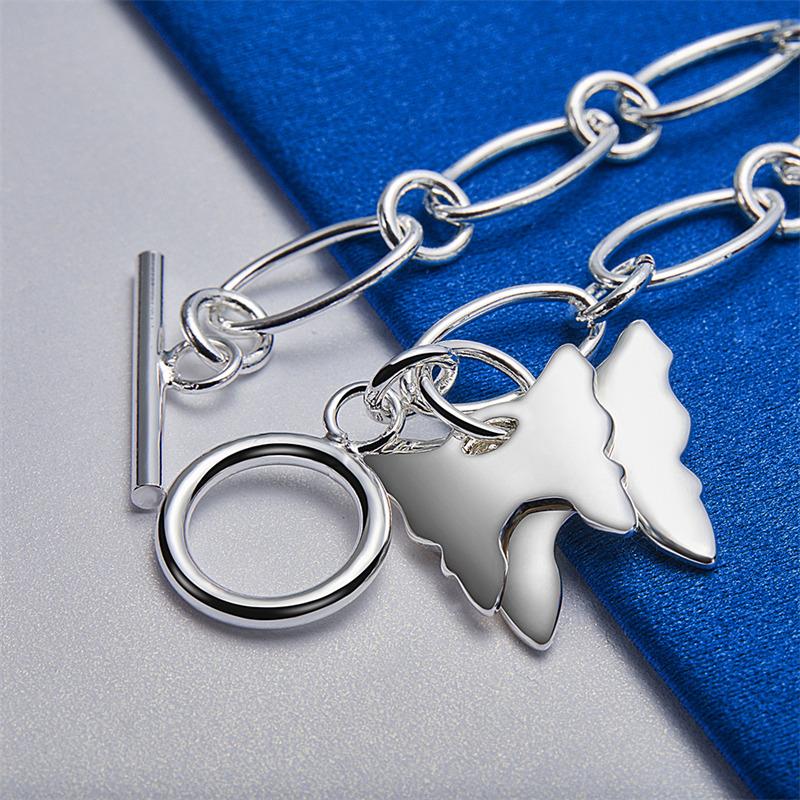 925 sterling silver 8-inch exquisite double-layer butterfly bracelet, fashionable women's wedding jewelry, party accessories