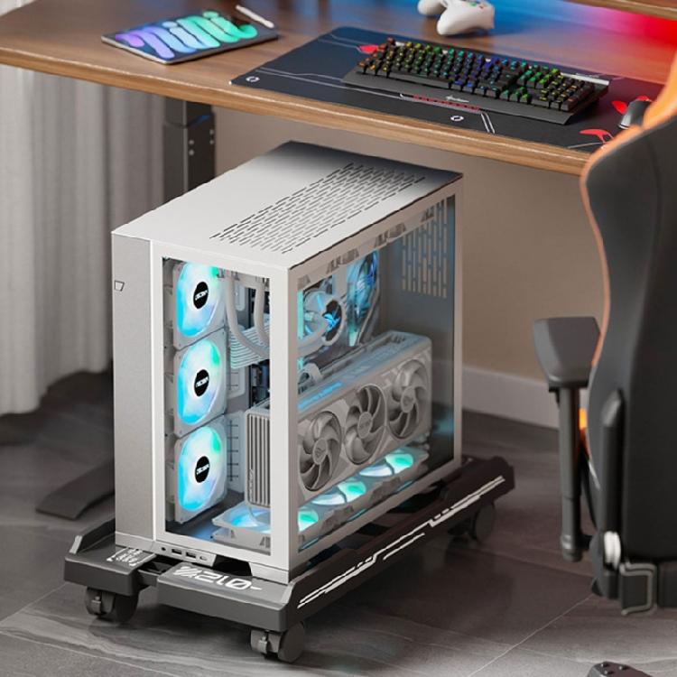 Robustní stojan na PC věž se 4 kolečky, větraný držák na CPU pod stůl, nastavitelný mobilní držák na CPU, odolný
