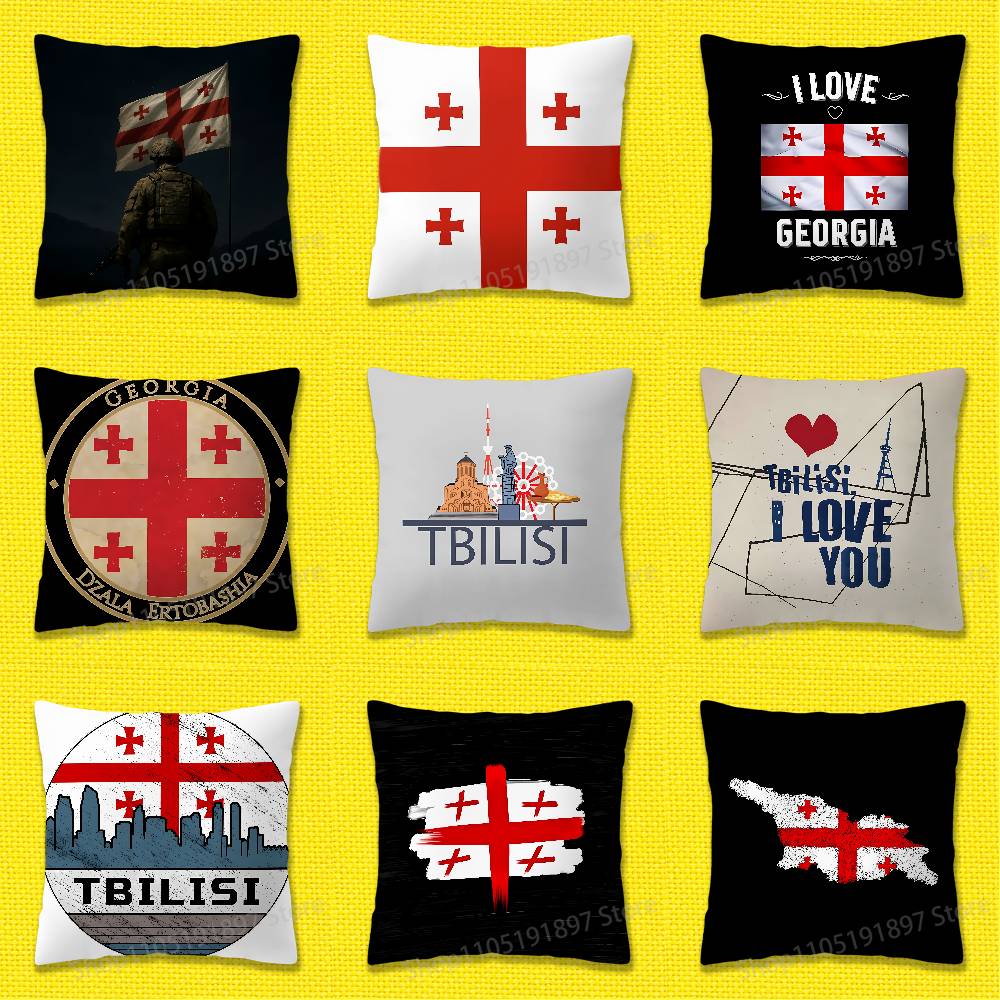 Georgia Tbilisi Passport Flag Map Throw Pillow Case For 45cm 40cm 30cm 50cm 55cm Square Home Pillowcase Case