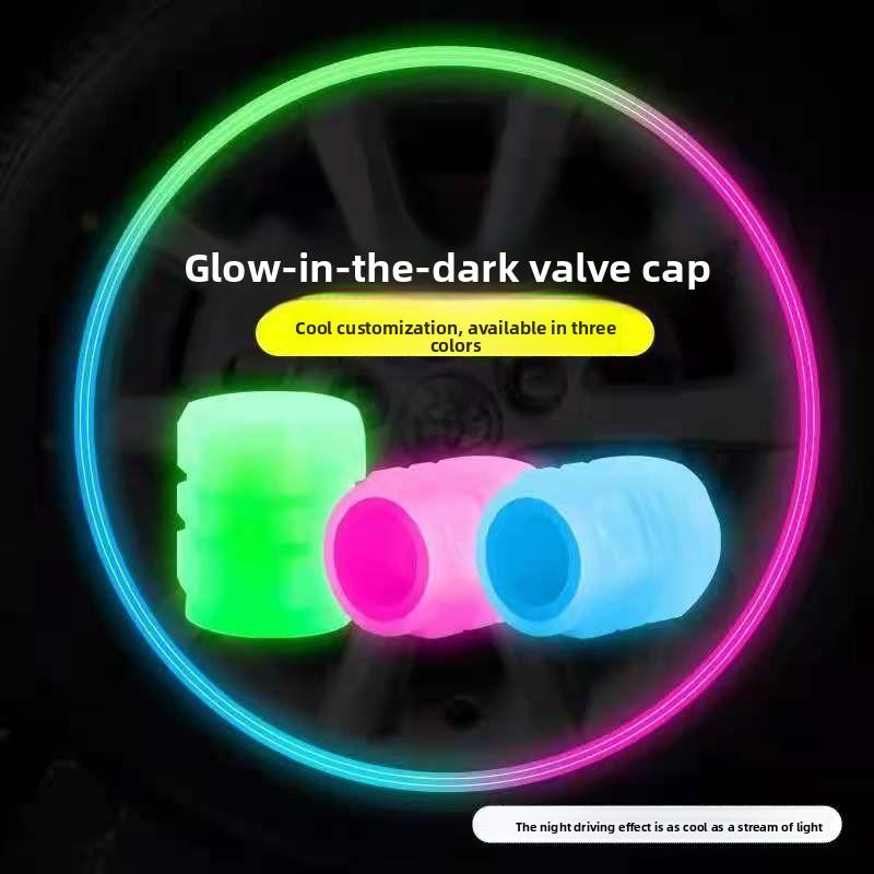 4 STÜCKE Leuchtende Ventilkappe Auto Reifenventilkernabdeckung Motorrad Elektrofahrrad Luftdüsenabdeckung