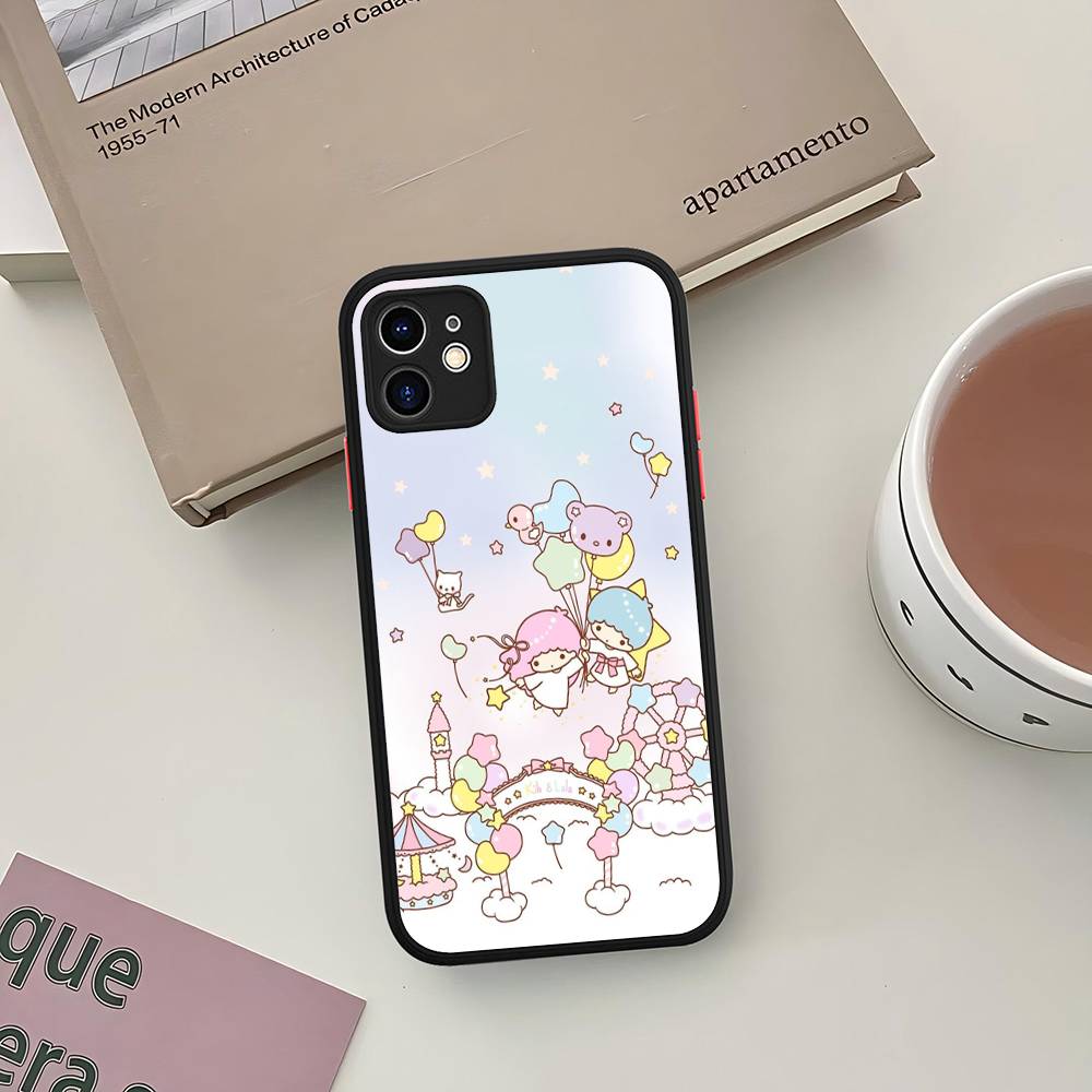 L-Little Twin Stars Phone Case For iPhone 13 12 X XS MAX Pro Max 16 15 11 14 Pro Max Shockproof Matte Cover