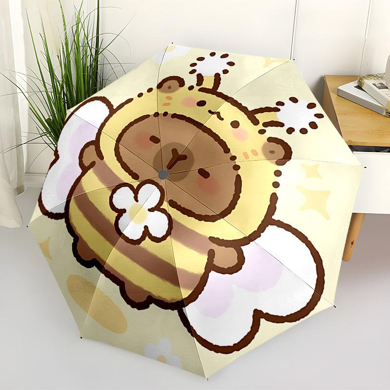 

1pc Bee-themed Capybara Automatic Open/Close Umbrella, Folding Compact Umbrella with Lightweight Design for Women/Men yy251028149