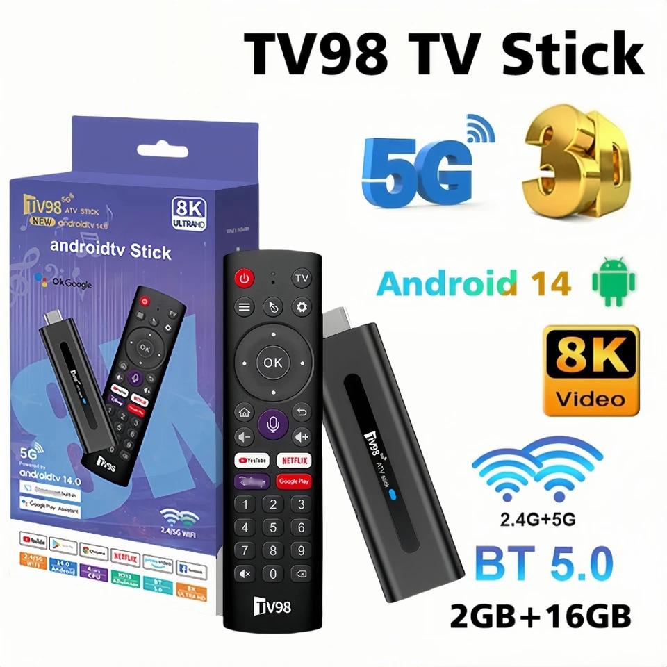 

Android 14.0 TV Stick TV98 ATV 8K Smart TV Stick Allwinner H313 2.4G 5G Wifi Bluetooth 5.0 сетевой медиаплеер для Google YouTube NETFLIX