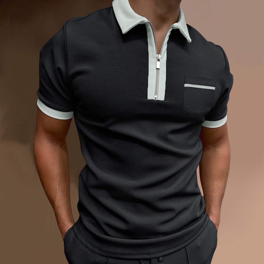 Men's Casual Lapel Fashion Slim Pocket Men's T-Shirt POLO Shirt Tops